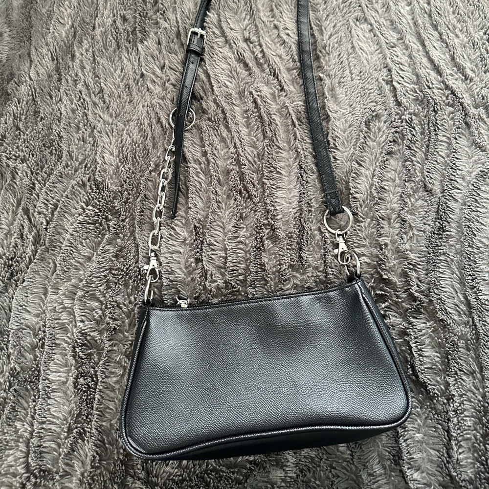 black leather purse